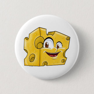 Cute Swiss Cheese Funny Cartoon Character Mascot Button