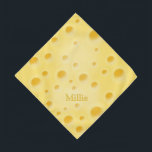 Cute Swiss Cheese Personalized Pet Name & ID Bandana<br><div class="desc">This whimsical design features a realistic and creamy Swiss Cheese that can be personalized with your pet's name. The other end of the bandana can be left as is or you can add your pet's home and veterinary contacts and medical conditions and other facts you want people to know if...</div>
