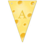 Cute Swiss Cheese Wedges Custom Lettering Bunting Flags