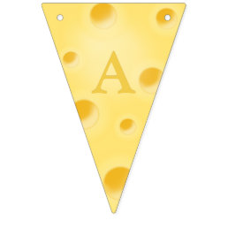 Cute Swiss Cheese Wedges Custom Lettering Bunting Flags