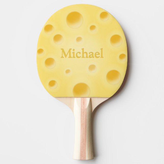 Cute Swiss Cheese With Holes Personalized Ping Pong Paddle (Front)