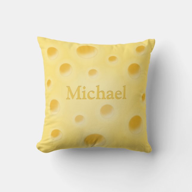 Cute Swiss Cheese With Holes Personalized Throw Pillow (Front)