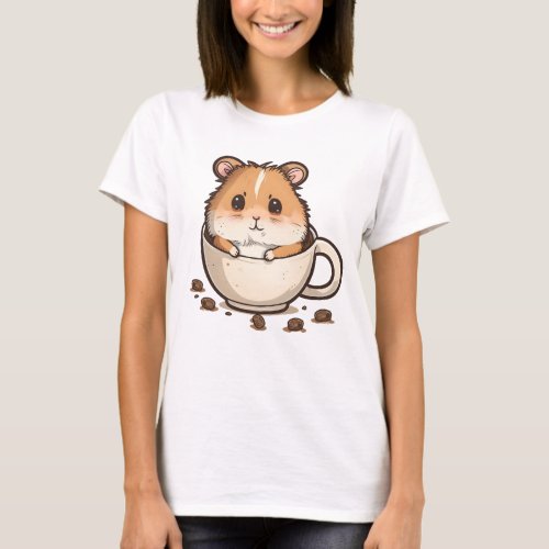Cute Syrian hamster in a coffee mug T_Shirt
