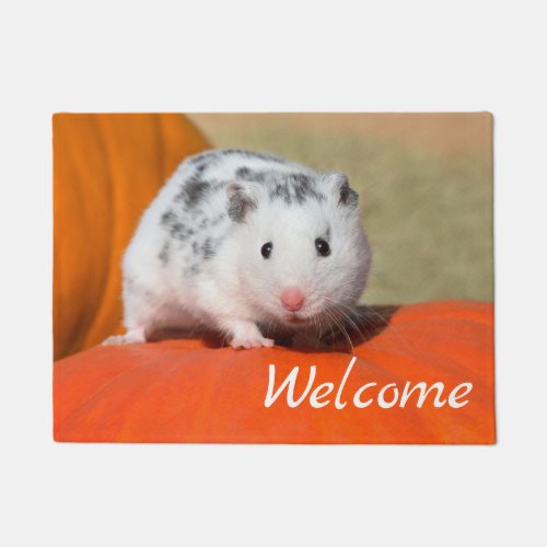 Cute Syrian Hamster White Black Spot Funny Welcome Doormat