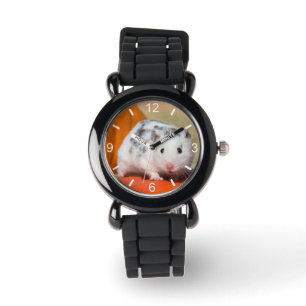 Cute Syrian Hamster White Black Spotted dial-plate Watch