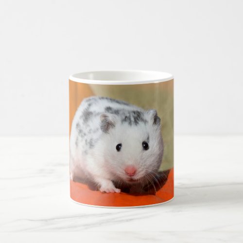 Cute Syrian Hamster White Black Spotted Funny Pet Coffee Mug