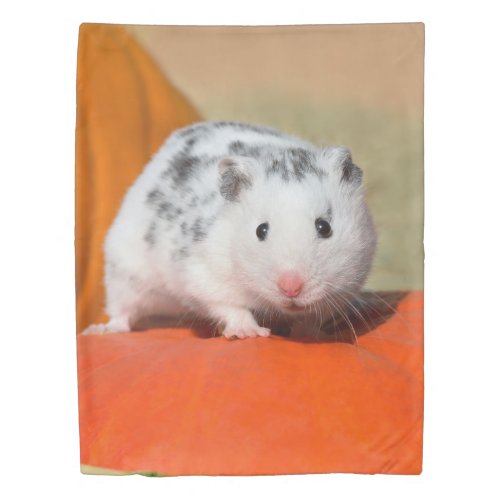 Cute Syrian Hamster White Black Spotted Funny Pet Duvet Cover