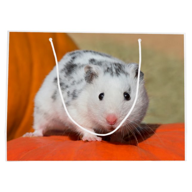 Cute Syrian Hamster White Black Spotted Funny Pet Large Gift Bag (Back)