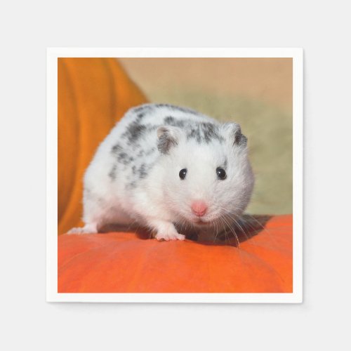 Cute Syrian Hamster White Black Spotted Funny Pet Napkins