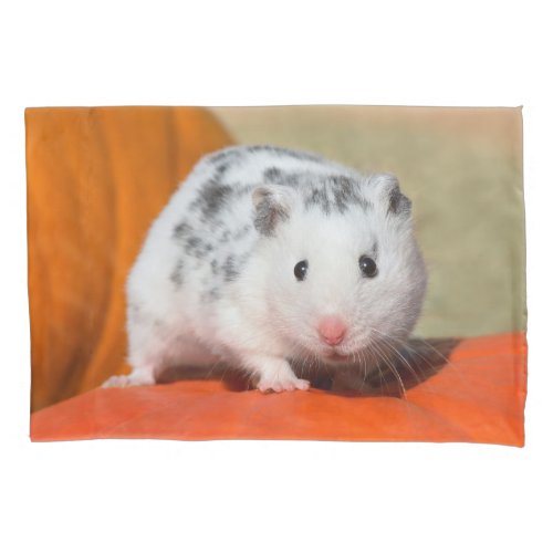 Cute Syrian Hamster White Black Spotted Funny Pet Pillow Case