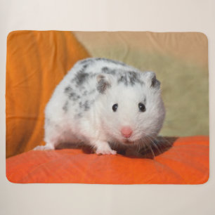 Cute Syrian Hamster White Black Spotted Funny Pet Sherpa Blanket