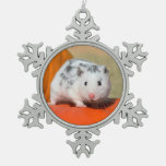 Cute Syrian Hamster White Black Spotted Funny Pet Snowflake Pewter Christmas Ornament at Zazzle