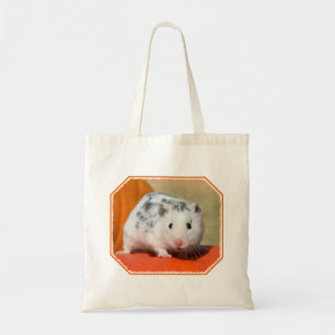Cute Syrian Hamster White Black Spotted Funny Pet Tote Bag