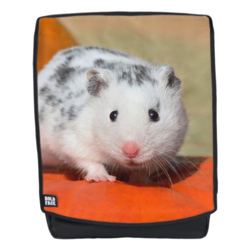 Cute Syrian Hamster White Black Spotted _ Rucksack Backpack