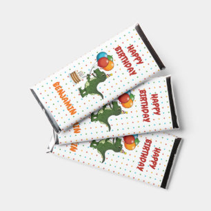 Cute T-rex And Balloons Colorful Happy Birthday Hershey Bar Favors