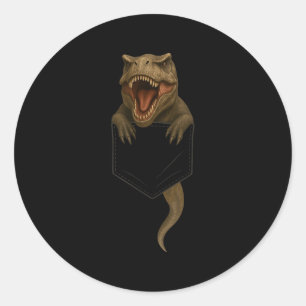 Cute T Rex Cket Funny Dinosaur For Men Women Kid Classic Round Sticker