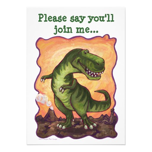 Cute T-Rex Dinosaur Birthday Party Invite 5