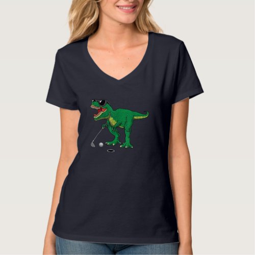 Cute T Rex Dinosaur Boys Golfing Lover Trex Dino G T_Shirt