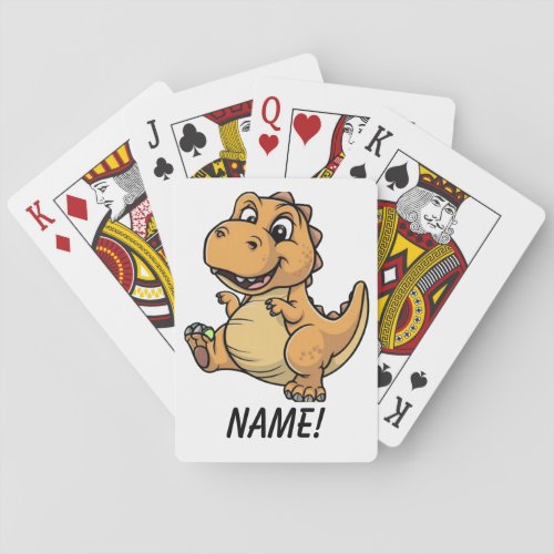 Cute t rex dinosaur cartoon playing cards