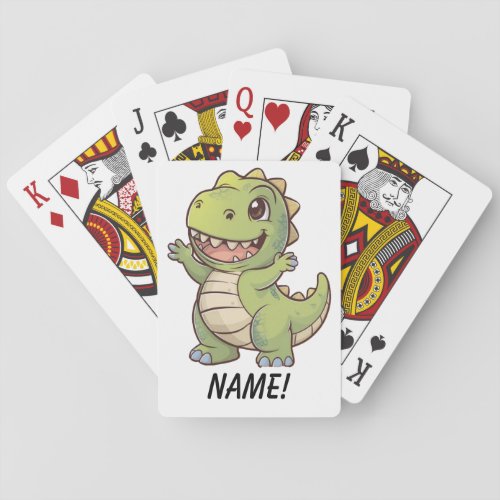Cute t rex dinosaur cartoon playing cards