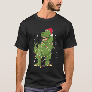 Cute T-Rex Dinosaur Christmas Graphic Tangled in X T-Shirt
