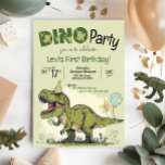 Cute T-Rex Dinosaur First Birthday Dino Party Invitation<br><div class="desc">This cute cartoon T-Rex dinosaur themed First 1st birthday DINO Party invitation with sweet "RSVP to Mama-saurus" wording detail is the perfect invite to celebrate your little Dino lover who's turning one! Easily personalize the front & back side wording. Need to move the text or graphics a bit to fit...</div>