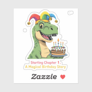 Cute T-Rex Dinosaur First Birthday Magical Story Sticker