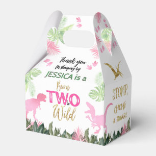 Cute T Rex Dinosaur Girl 2nd Birthday Party Favor Boxes