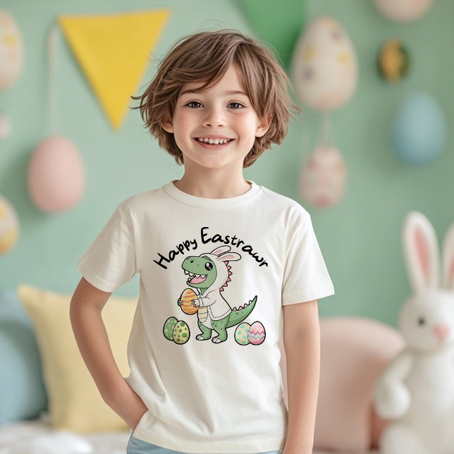 Cute T-Rex Dinosaur Happy Eastrawr for Boy's Toddler T-shirt (Creator Uploaded)