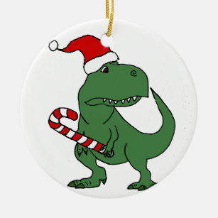 Dinosaur with Santa Hat Clay Christmas Ornament Vintage