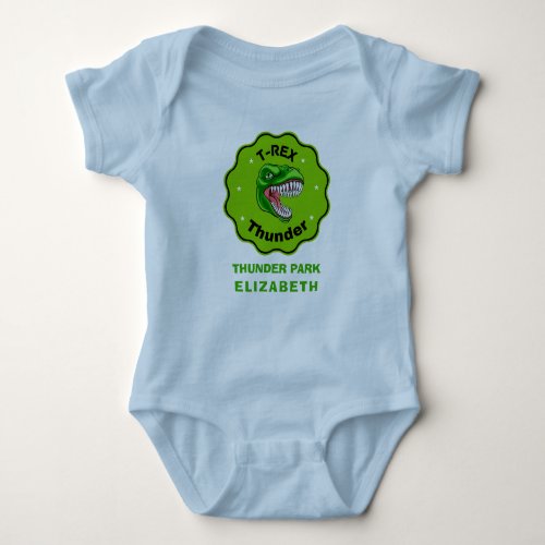 Cute T_Rex Dinosaur Jurassic Park Personalized Baby Bodysuit