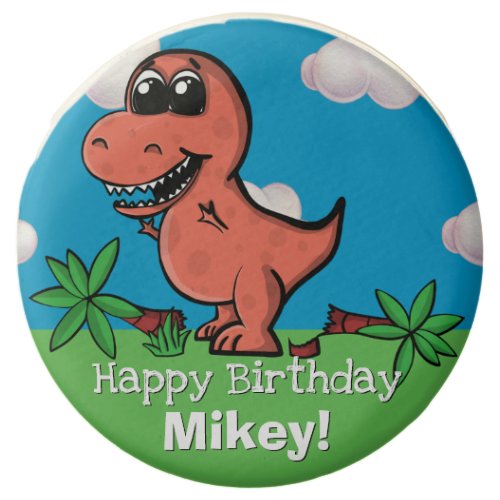 Cute T_Rex Dinosaur Kids Birthday Cartoon Jurassic Chocolate Covered Oreo