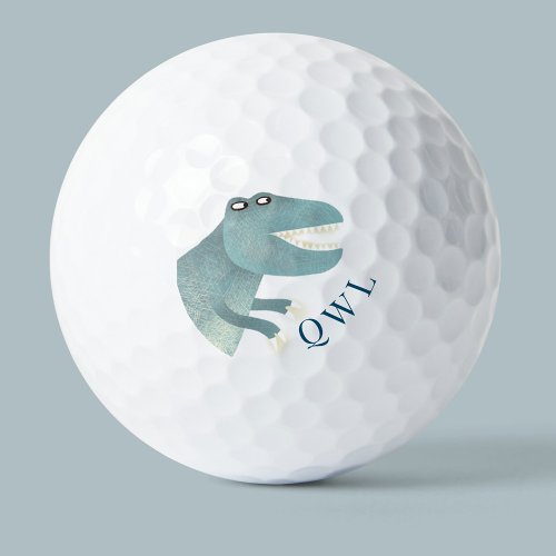 Cute T_Rex Dinosaur Monogram Golf Balls