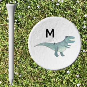 Cute T-Rex Dinosaur Monogram Initial Golf Tees