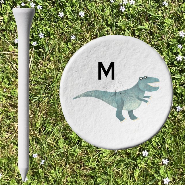 Cute T-Rex Dinosaur Monogram Initial Golf Tees (Fun personalized monogram initial Tyrannosaurus Rex dinosaur golf tee)