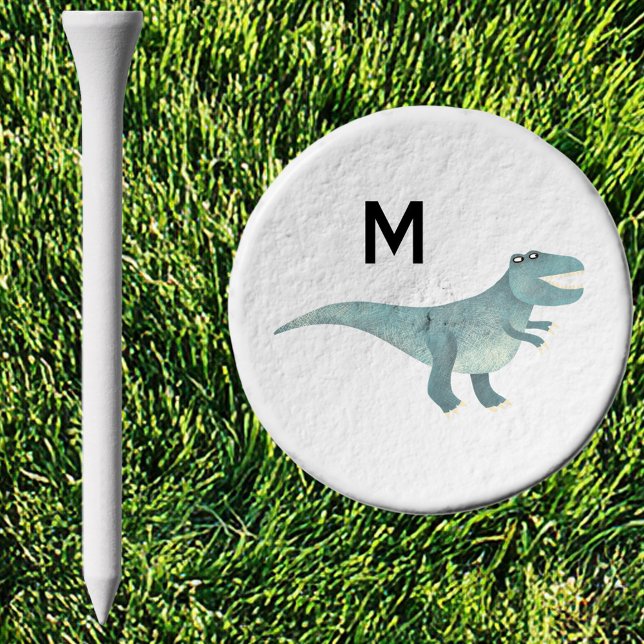 Cute T-Rex Dinosaur Monogram Initial Golf Tees (Fun personalized monogram initial Tyrannosaurus Rex dinosaur golf tee)