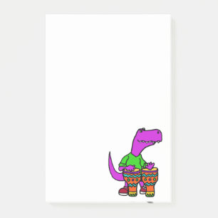 Cute T-rex Dinosaur Playing Bongo Drums Post-it Notes