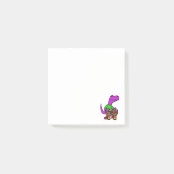 Cute T-rex Dinosaur Playing Bongo Drums Post-it Notes by inspirationrocks at Zazzle