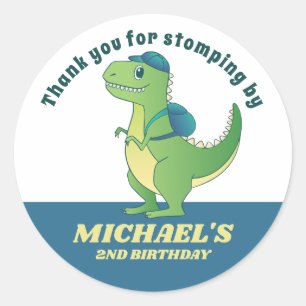 Cute T-rex Dinosaur School Kids Birthday Party Classic Round Sticker
