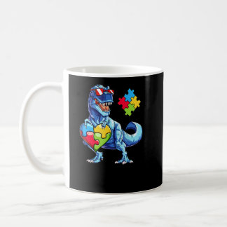 Cute T Rex Dinosaur Sunglasses Autism Awareness Bo Coffee Mug