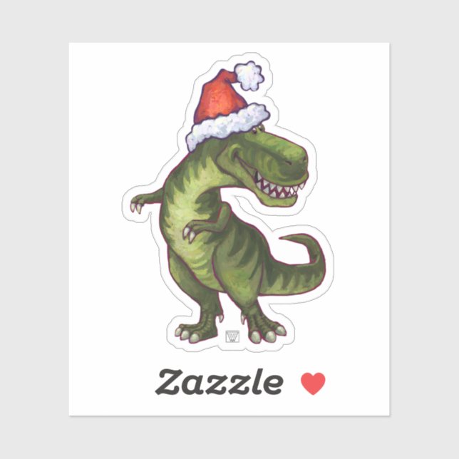 Cute T-Rex in a Santa Hat Sticker (Sheet)
