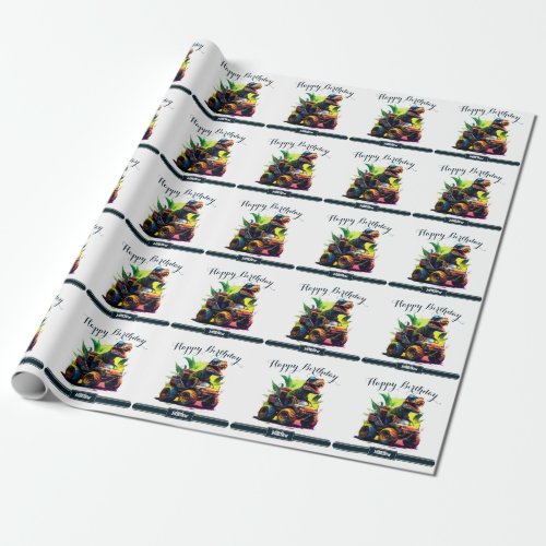 Cute T_Rex Riding Monster Truck Dinosaur Birthday  Wrapping Paper