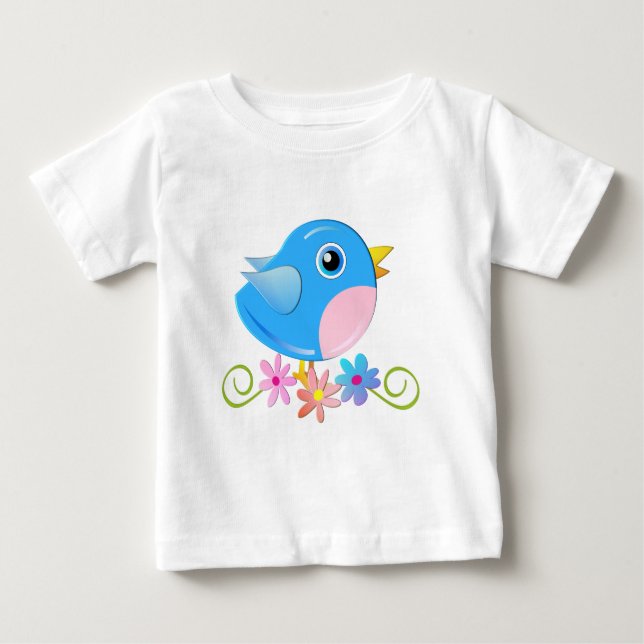Cute t-shirt with Blue Baby Bird (Front)