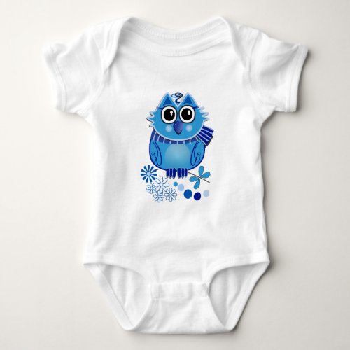 Cute t_shirt with blue baby owl baby bodysuit
