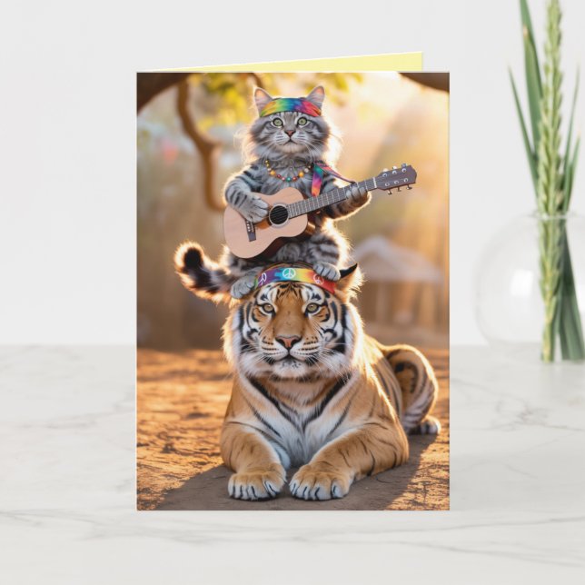 Cute Tabby and Tiger Greeting card (Front)