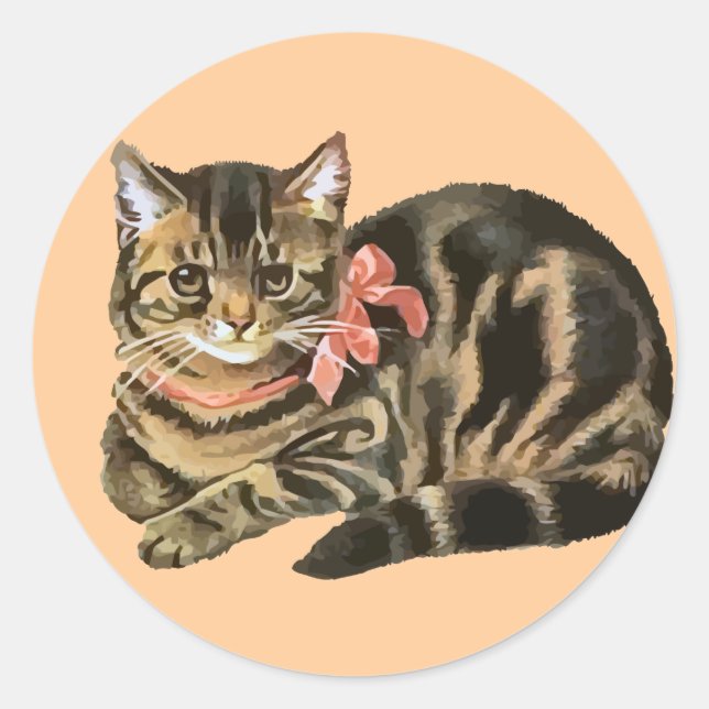 Cute Tabby Calico Cat / Kitten Sticker (Front)