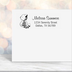 Cute Tabby Cat Address Self-inking Stamp