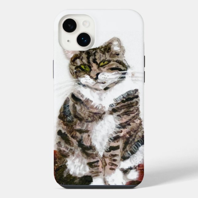 Cute Tabby Cat Art Iphone Case (Back)