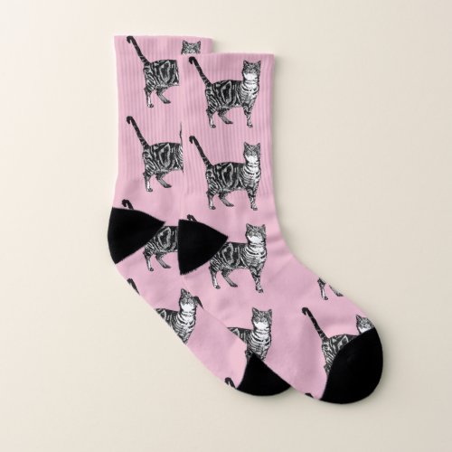 Cute Tabby Cat Baby Pink Cats Pet Socks