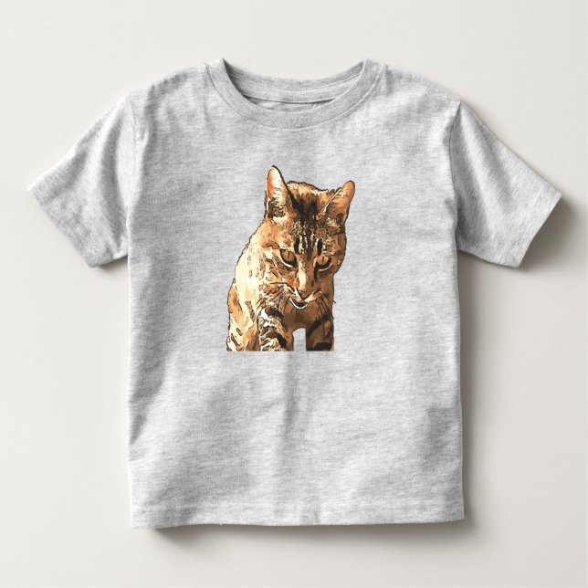 Cute Tabby Cat Black Outline Art Toddler T-shirt (Front)
